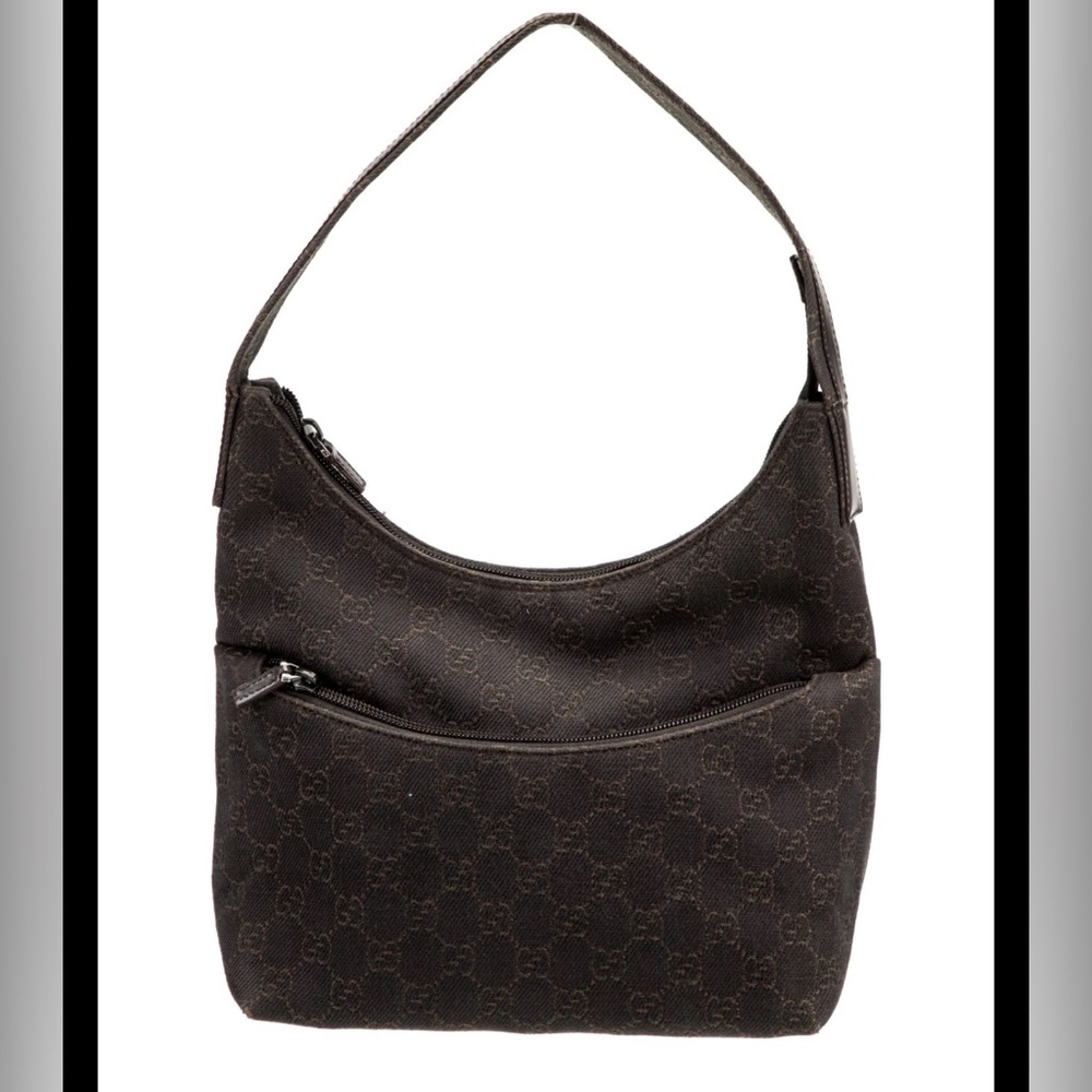 ❌SOLD❌Authentic GUCCI Monogram Canvas Hobo Shoulder bag Jackie Leather